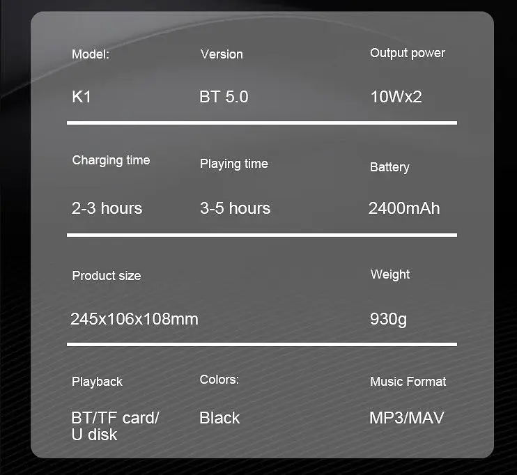 Портативна колонка ретро Kisonli K1 Bluetooth 2400mAh 20 Вт - фото 8