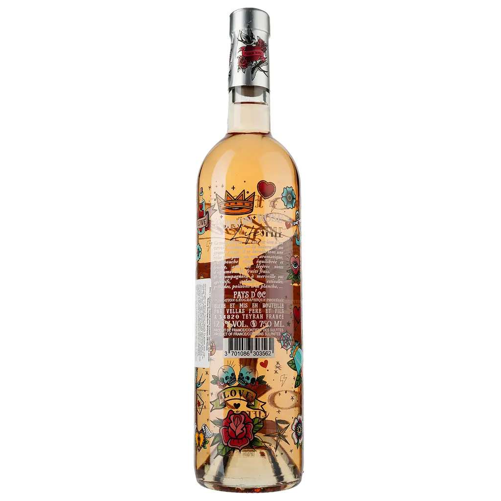 Вино Pinot Noir Poison Rose IGP Pays D'Oc, рожеве, сухе, 0,75 л - фото 2