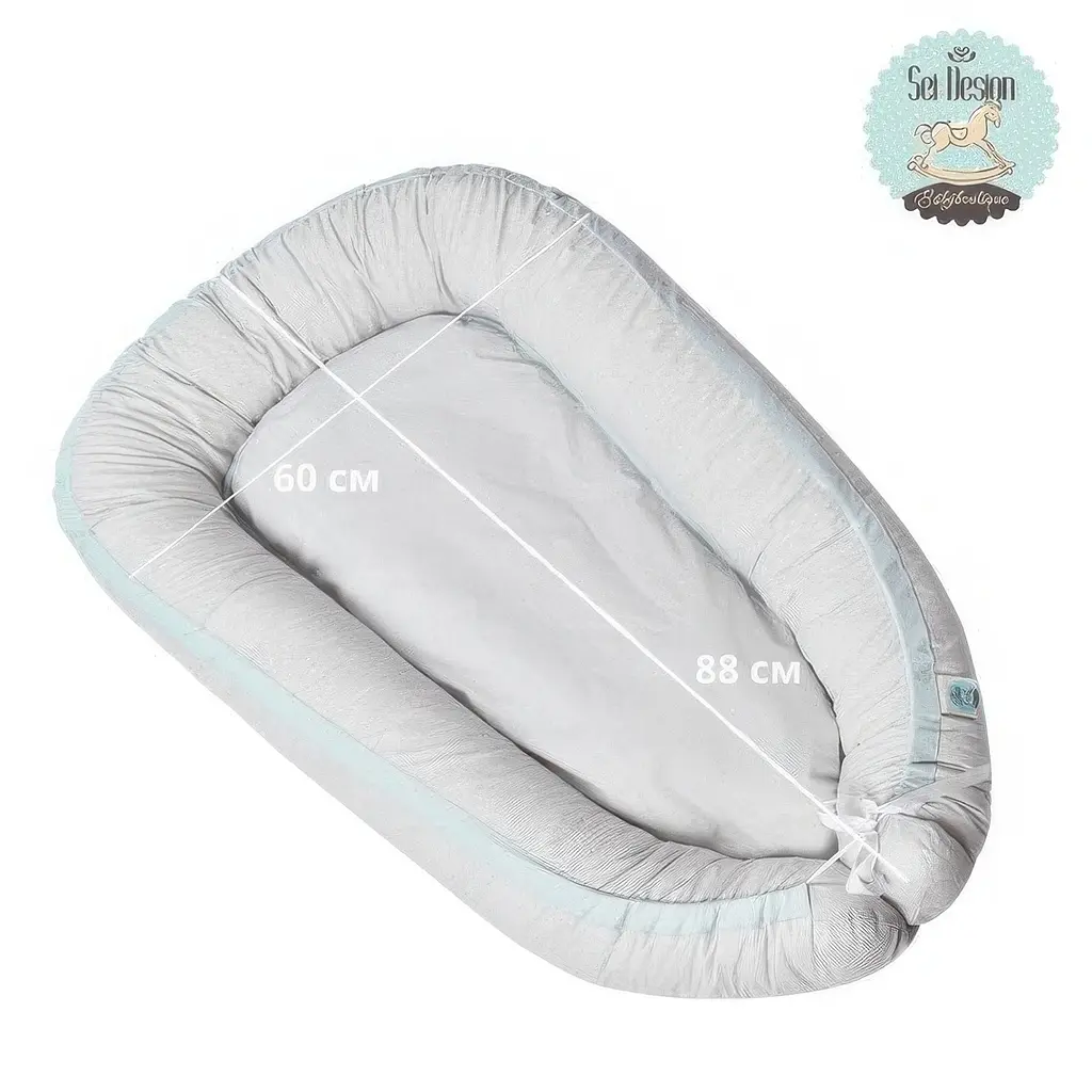 Кокон позиціонер для новонароджених Sei Design 88х60х12 см + подушка сірий (8-35420) - фото 2
