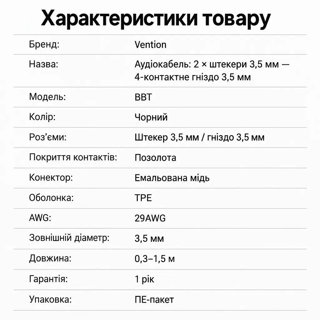 Аудиоразветвитель для гарнитуры Vention 1 м Сплиттер 2 штекера 3,5 мм к отдельным портам ПК для наушников и микрофона и 4-контактное гнездо 3,5 мм для комбинированного штекера Совместимость с OMTP без поддержки CTIA Регулируемое Y-разветвление для подстройки под расположение портов чёрный с золотистыми штекерами (BBTBF) - фото 6