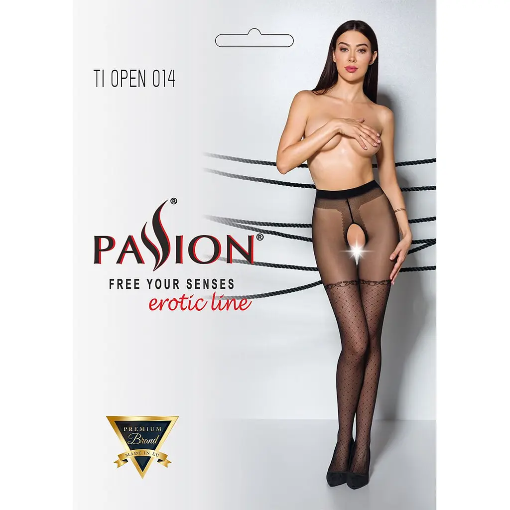 Колготки з відкритим доступом, імітація панчіх Passion TIOPEN 014 5 (20 den), black - фото 5