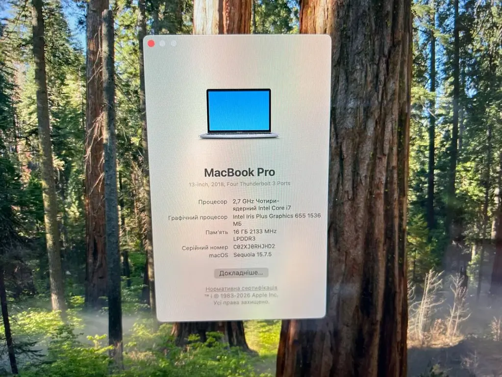 Ноутбук Apple MacBook Pro 13" A1989 i7-8559U/16/500 (C02XJ0RHJHD2) Б/в - фото 9