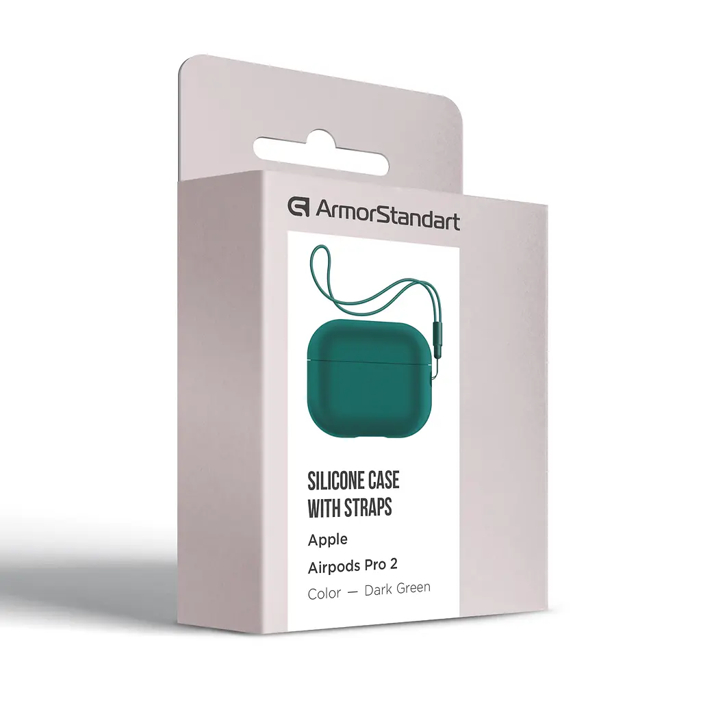 Силіконовий чохол для навушників Apple AirPods Pro 2 2022, Silicone Case with straps, зелений, захисний чохол з ремінцем, ультратонкий і легкий, повний захист, з підвіскою, м"який силікон, ArmorStandart (ARM68612) - фото 3