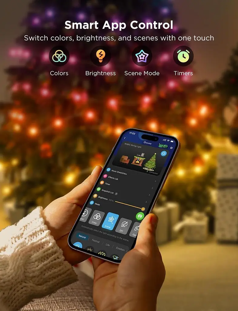 Гірлянда світлодіодна Govee RGBIC 20 м, 200 LED, IP65, керування через додаток - фото 3