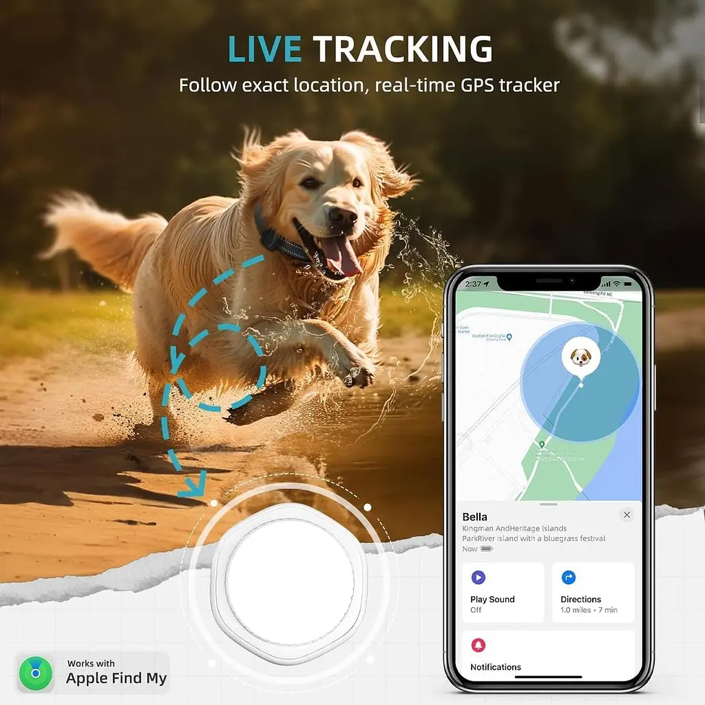 JIARUI GPS-трекер для собак, мини-трекер для собак с GPS-ошейником, без ежемесячной платы, водонепроницаемые ошейники для отслеживания. - фото 2