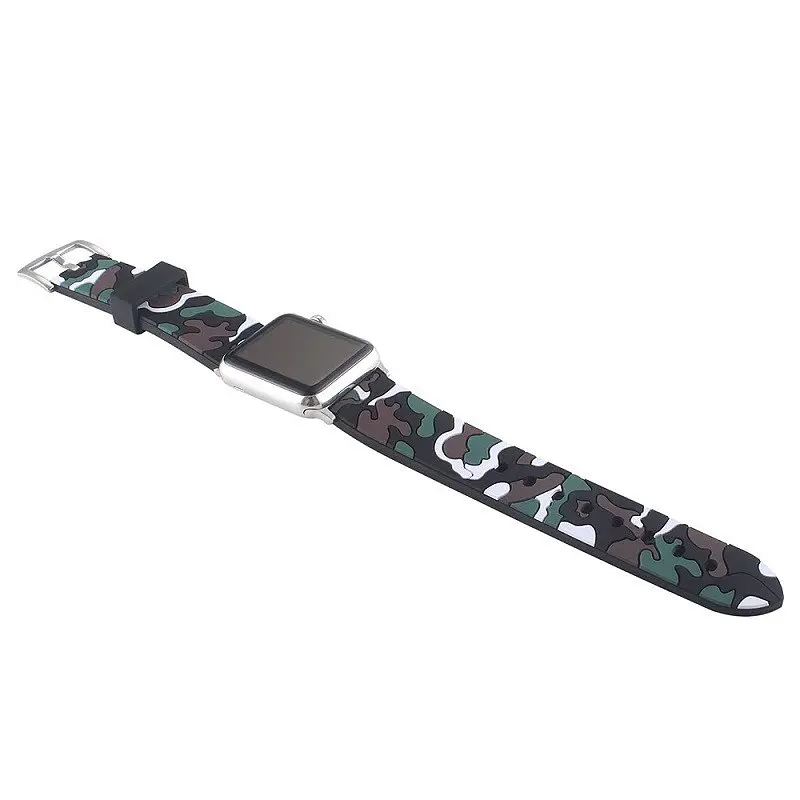 Ремешок Creasted для часов Apple Watch 42 мм 44 мм силиконовый с пряжкой, Camouflage with brown - фото 4