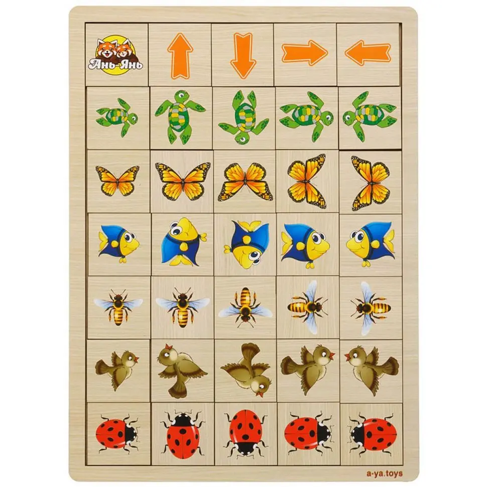 Деревянная настольная игра Укажите направление - 2 Ubumblebees (ПСФ007) PSF007 пазл-сортер - фото 2