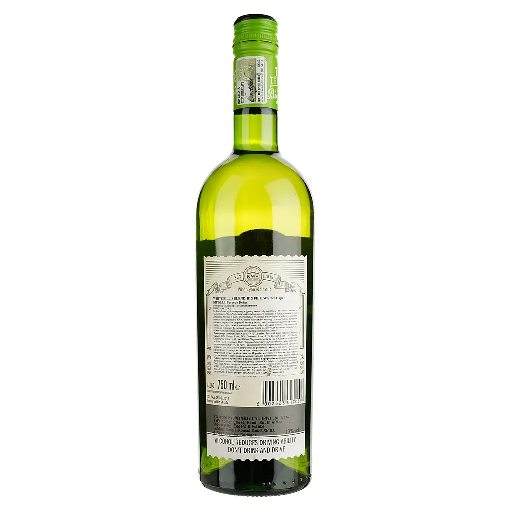 Вино Big Bill white blend, біле, сухе, 11-14,5%, 0,75 л - фото 2