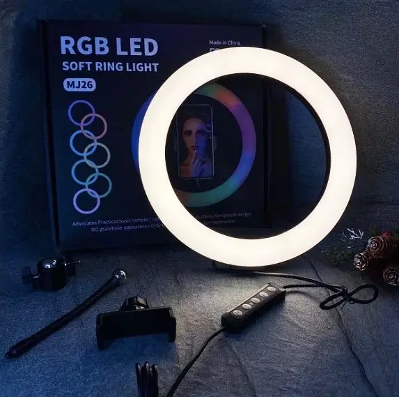 Кольцевая LED лампа для студийного освещения Ring RGB MJ18 18 см с пультом - фото 7