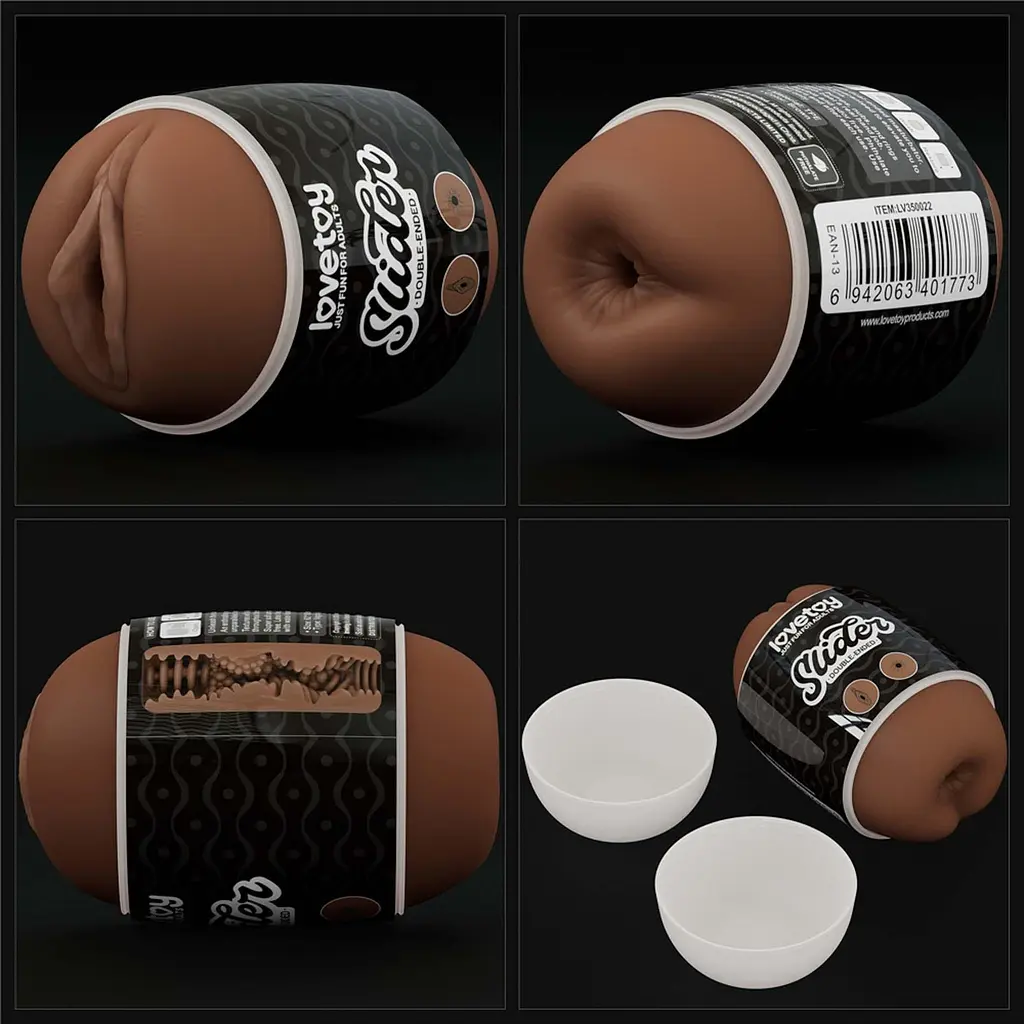 Подвійний мастурбатор Lovetoy Slider Double-Ended Vagina and Anus (коричневий) - фото 5