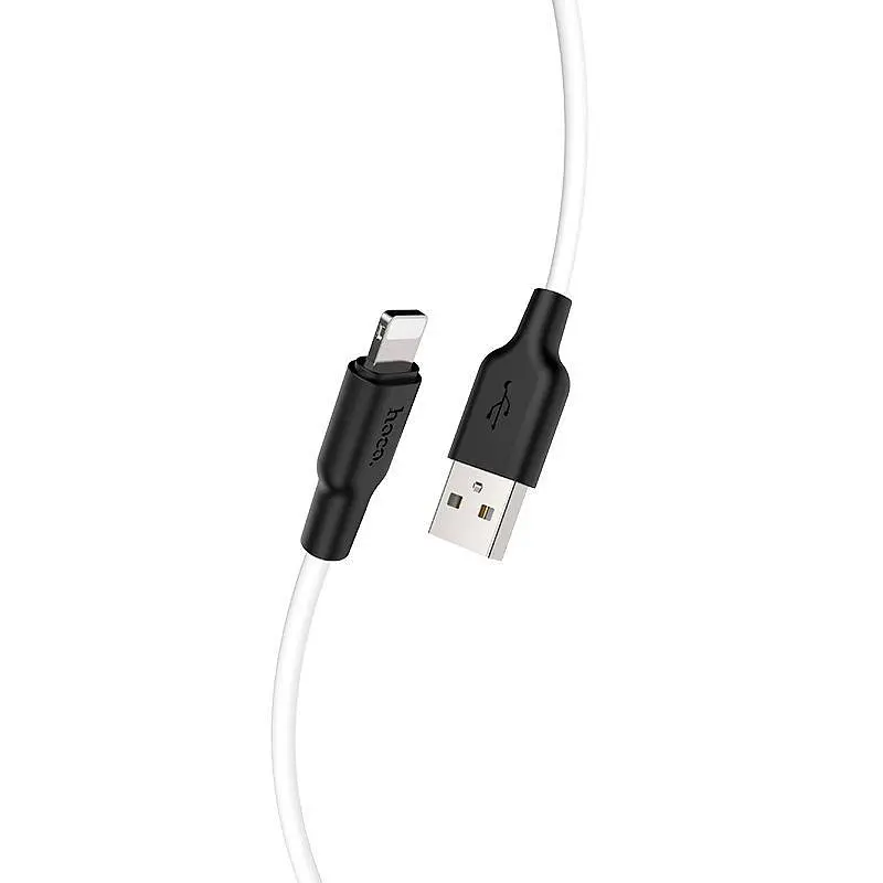 USB Cable Hoco X21 Silicone Lightning Black/White 1m - фото 2