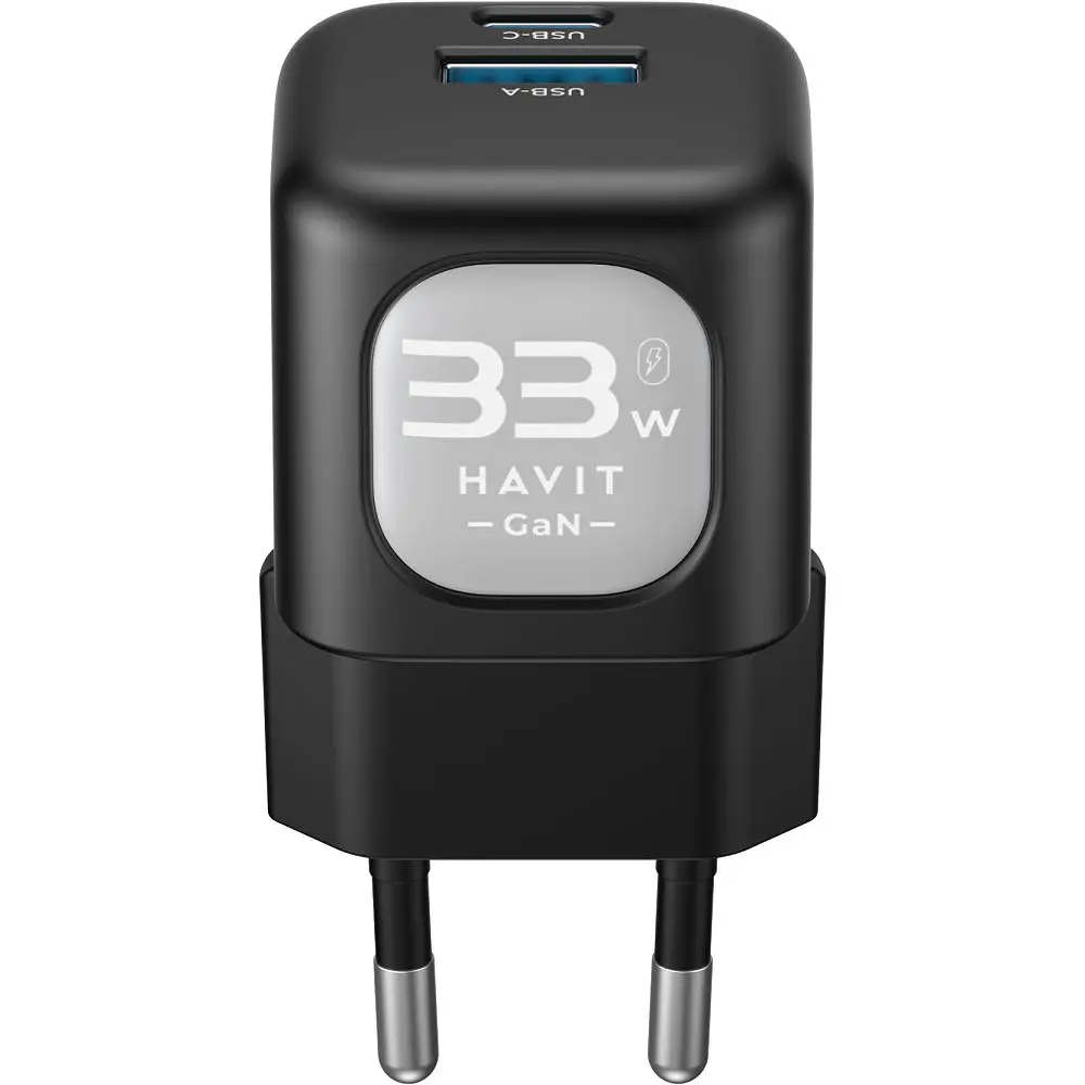 Зарядний пристрій Havit HV-UC230 GaN 33W USB-A+USB-C black (HV-UC230) - фото 2