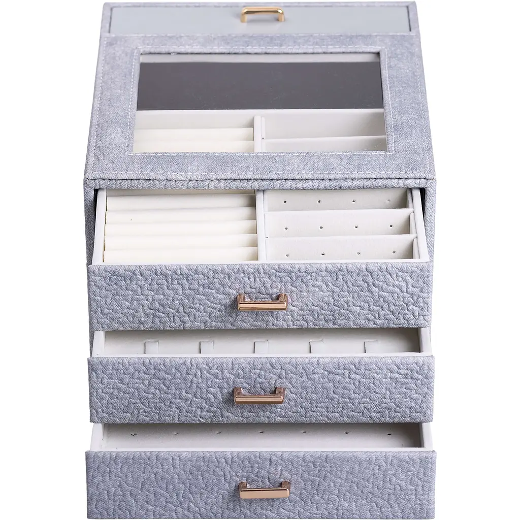 Шкатулка-комод Yiwu для украшений 23x20x15 см серая HP-5-16G - фото 7