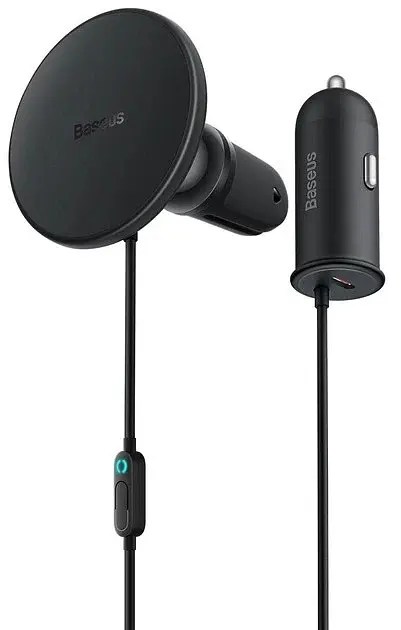 Бездротовий автомобільний зарядний пристрій Baseus CW01 MagSafe Wireless Charging 15 W (+ АЗП USB 25W) C40141000111-01 Black - фото 3