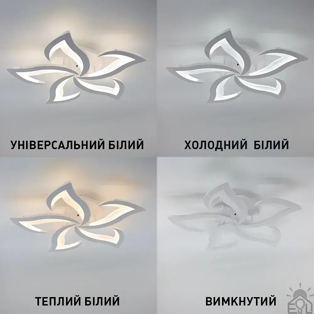 Керована світлодіодна люстра ELLA RGB 42+10 Вт 5F RC 600x95 мм Біла ESLLSE - фото 3