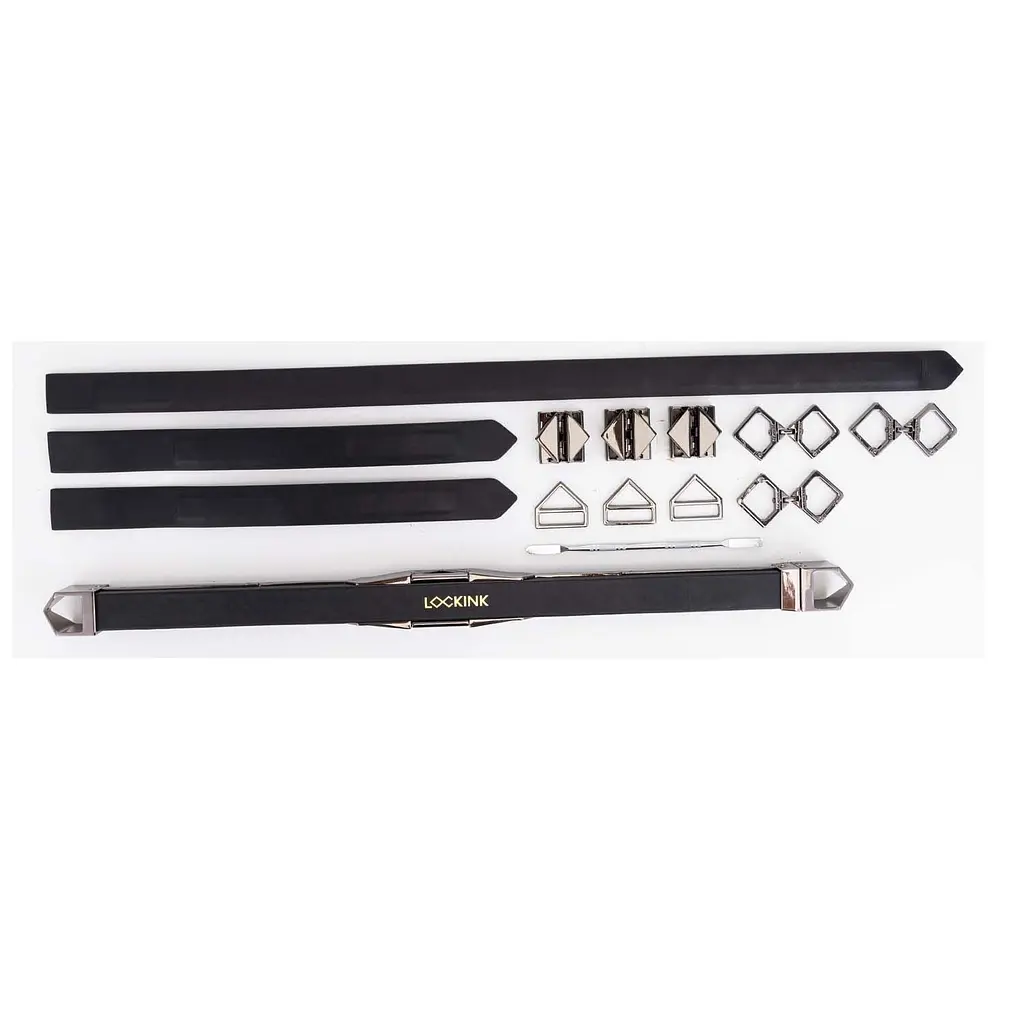 Фіксатор-розпірка LOCKINK Adjustable Spreader Bar Set, чорний, шкіряний, ремені для шиї, рук/ніг - фото 2