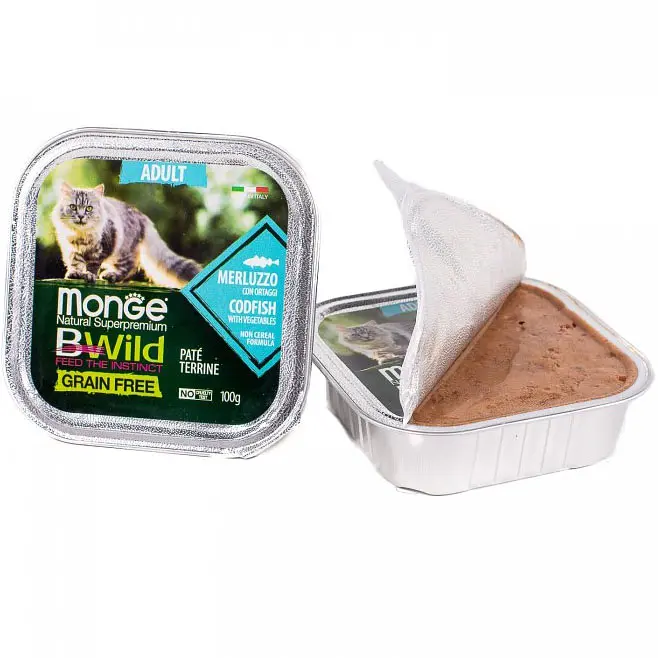 Вологий корм для котів Monge Cat Вwild Gr. Free Wet Adult тріска з овочами 100 г - фото 4