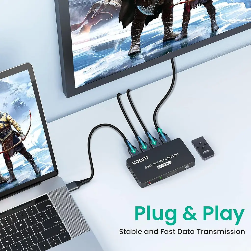 HDMI-перемикач 4K на 3 входи та 1 вихід із пультом - фото 2