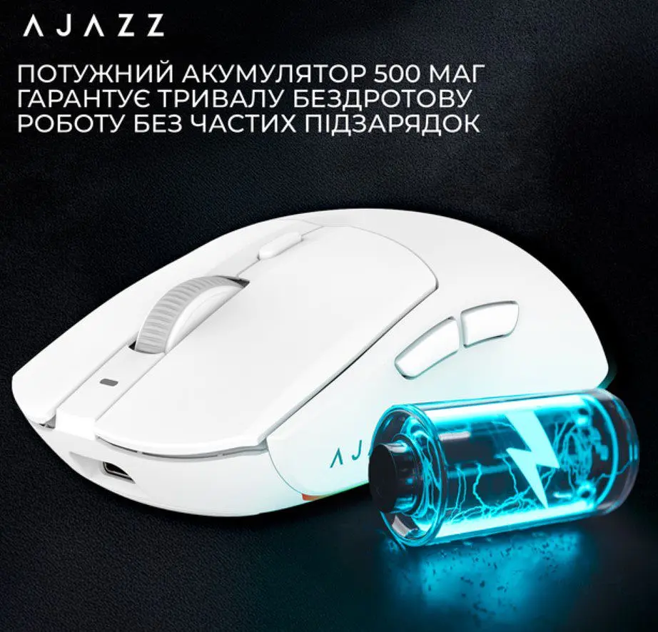 Игровая мышь Ajazz AJ-139W MC V2 Wireless/Bluetooth/USB ESports Gaming 12000dpi 35G White - фото 11