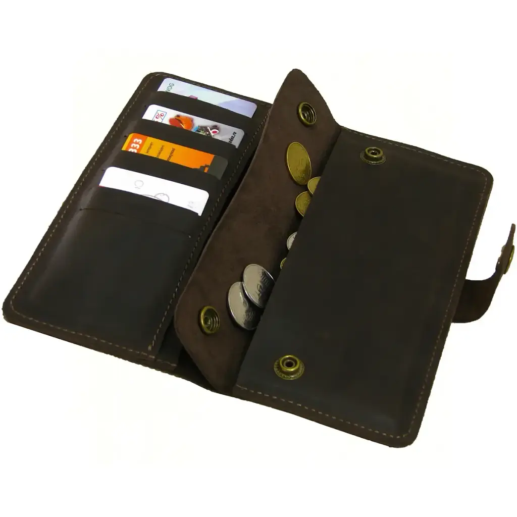 Кожаный кошелек Crazy Horse мужской коричневый - фото 2