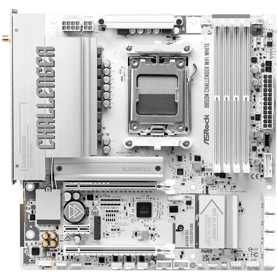 ASRock B850M CHALLENGER WIFI WHITE (AM5/B850, 4*DDR5, 2xPCIex16, HDMI, 4xSATA,2xM.2, 2.5GLan, mATX) - фото 5