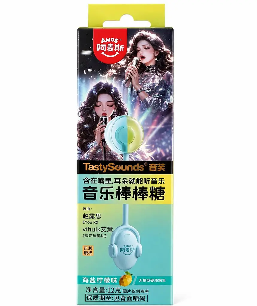 Льодяник Amos Tasty Sounds Audio Lollipop Sea Salt Lemon Flavor 12г