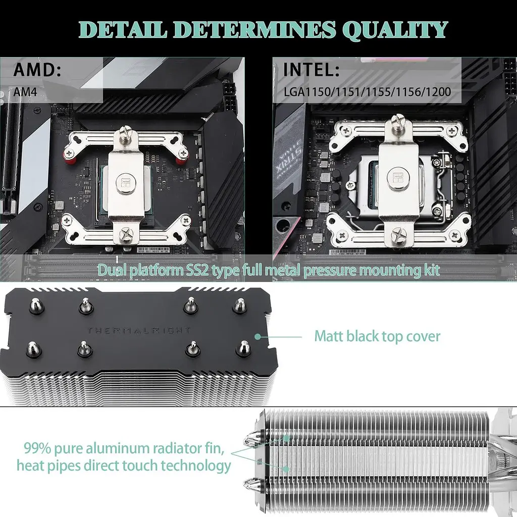Повітряний кулер для процесора Thermalright Assassin X120 Refined SE, 4 теплові трубки, вентилятор TL-C12C PWM, для AMD AM4/AM5 - фото 3