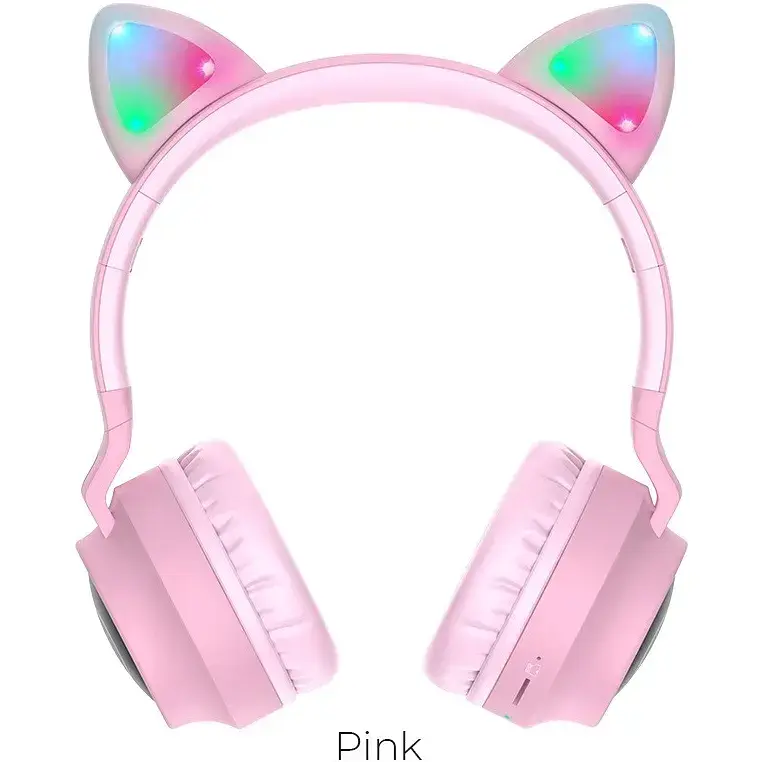Навушники з мікрофоном Hoco W27 Cat Ear Pink - фото 2