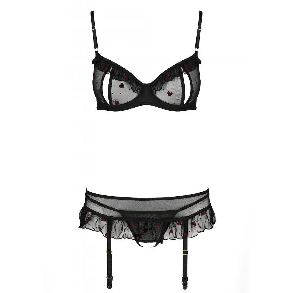Сексуальный комплект с поясом для чулок Passion LOVELIA Set black L/XL - фото 5