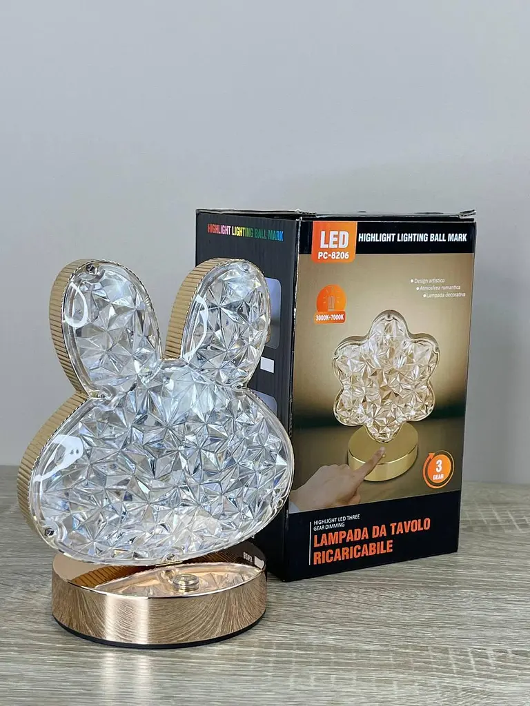 Дитяча LED-лампа нічник Bunny PC-8206 акумуляторна декоративна з кришталевим ефектом і сенсорним керуванням 3 режими - фото 7