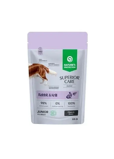 Вологий корм з кроликом для цуценят Nature's Protection Superior Care Junior Rabbit And Krill, 85 гр