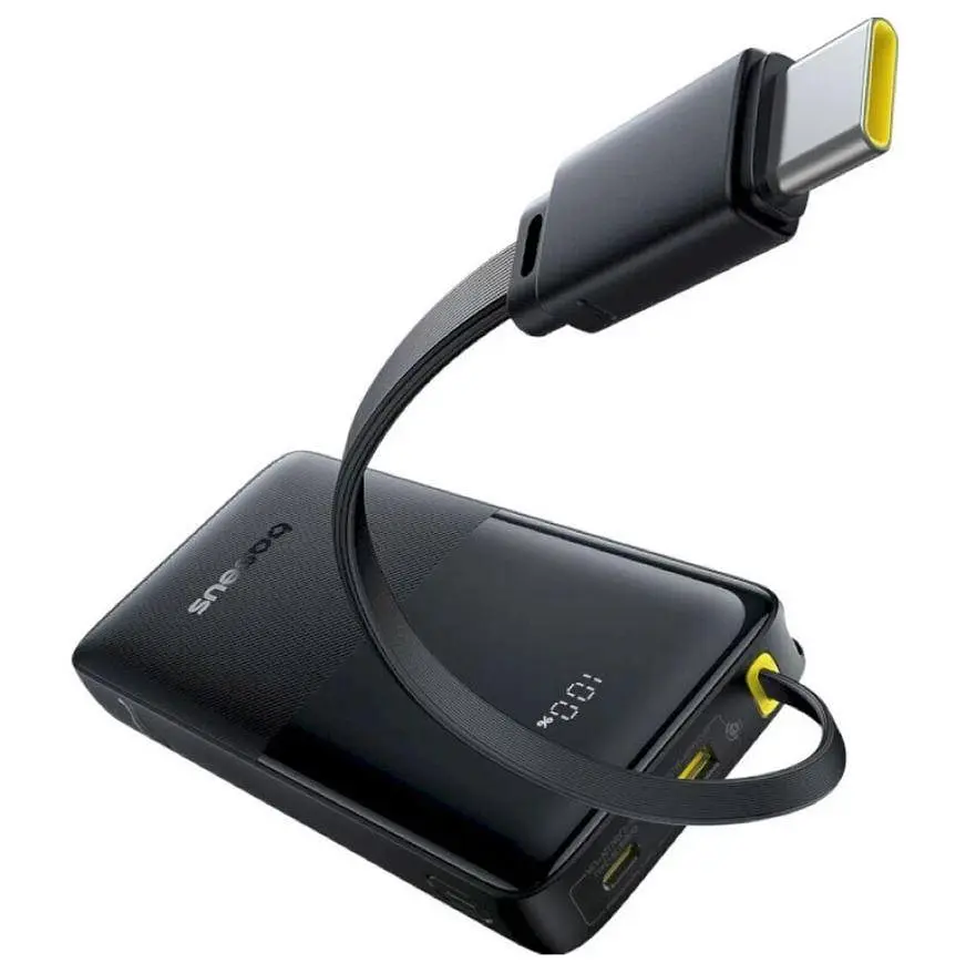 Внешний аккумулятор со встроенным кабелем Baseus Bipow 2 Digital Display Built-in USB-C Cable 10000mah - фото 4