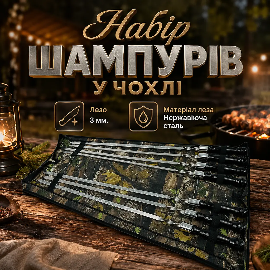 Набір шампурів "BLACK" у чохлі - книжці, 7 шт з нержавіючої сталі - фото 2