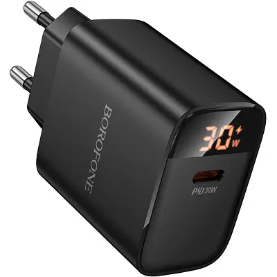 Зарядний пристрій BOROFONE BA97A Ilustre USB-C PD30W digital display Black (6941991120480) - фото 2