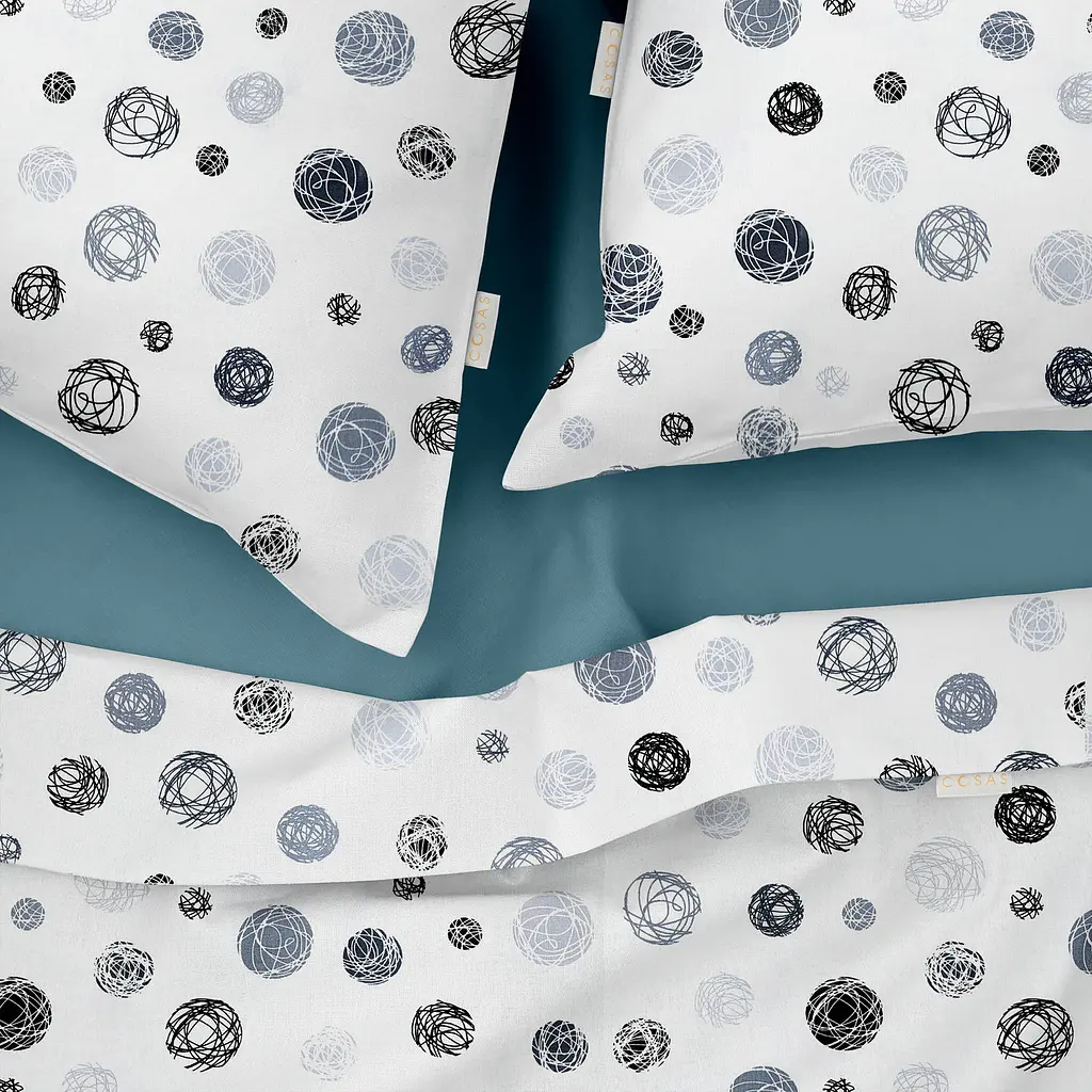 Комплект постельного белья Cosas Yarn balls CS2 Семейный серый (ThreadBallsGrey_68Sky_160x2) - фото 3