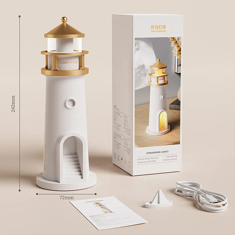 Проектор-нічник A08 Lighthouse 2in1 + Bluetooth колонка White - фото 6