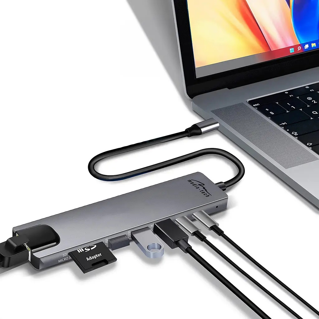 Док-станція USB3.1 Type-C -->HDMI/2xUSB-A/2xUSB-C/RJ45/SD/TF/PD 100W 8 in 1 Media-Tech - фото 4