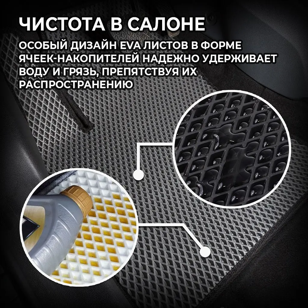 3D EVA Килимки в салон для Skoda SuperB 2001-2008 (Металевий підп'ятник) Сині 5 шт - фото 4
