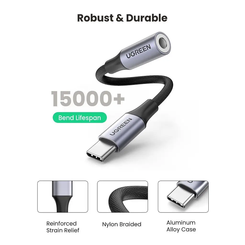 Перехідник Ugreen USB-C to 3.5mm M/F 0.10m AV161 (80154) - фото 7