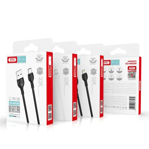 Кабель XO NB200 USB cable for Lightning 2.1A/2M Чорний - фото 2
