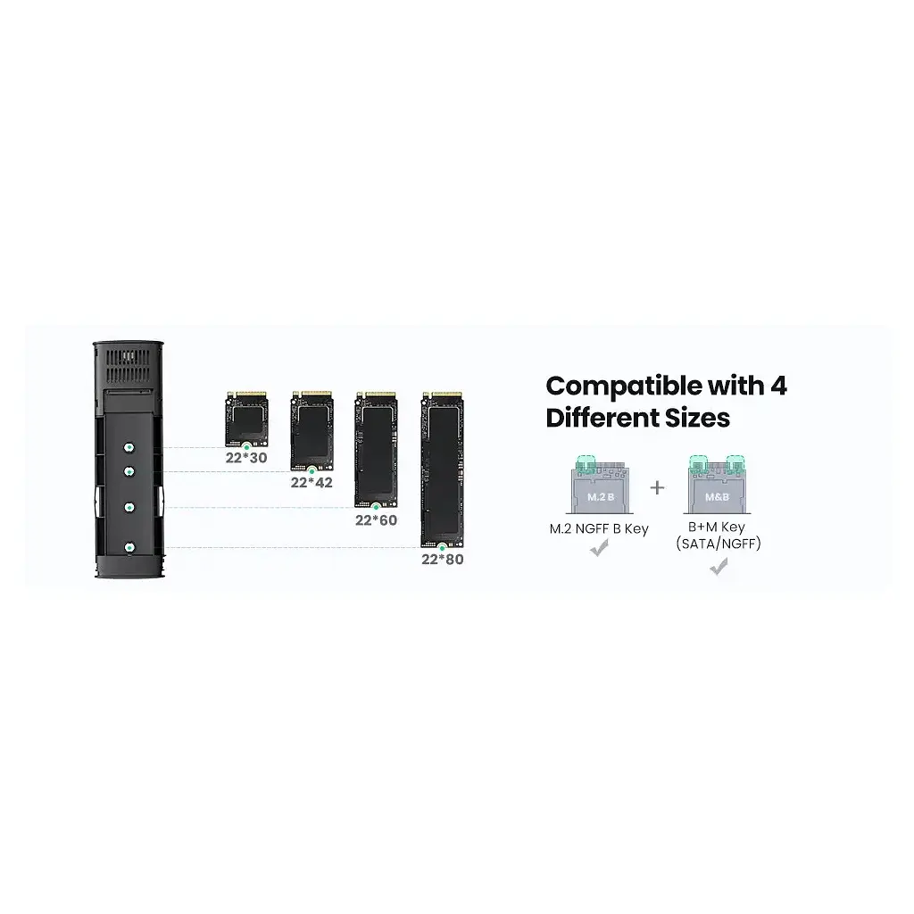Кишеня зовнішня Ugreen USB-C to M.2 B-Key/M+B Key SSD 5Gbps SATA 3.0 aluminum 0.5m (10903) - фото 10