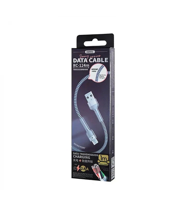 Дата Кабель для заряджання REMAX Jany RC-124m USB 2.0 — micro USB 2.4A Срібний (1м) - фото 3