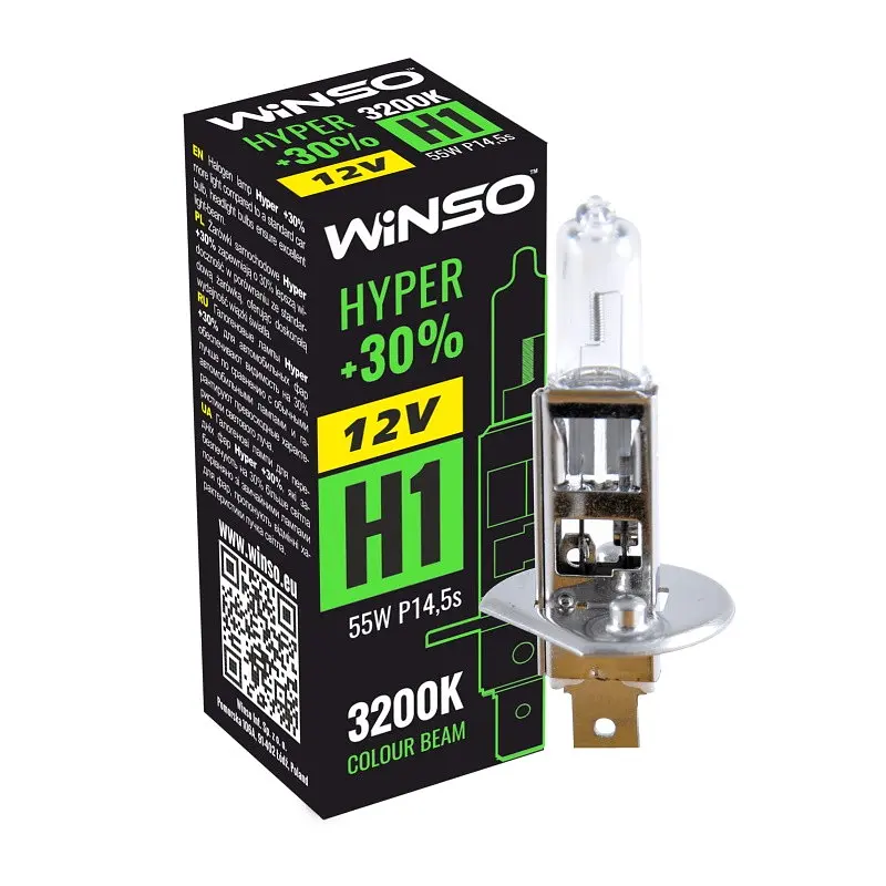 Лампа галогенна WINSO 12V H1 HYPER 55W P14.5s 712100