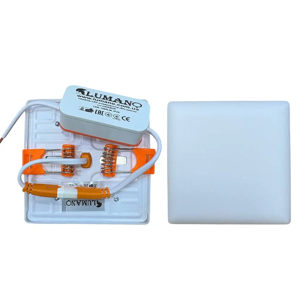 Панель LED (без рамок)унів.(рухомі кліпси) LU-SQ-UNIPROF-12W4000Kквадр(8.8х8.8)(100/ящ) TMLUMANO - фото 2