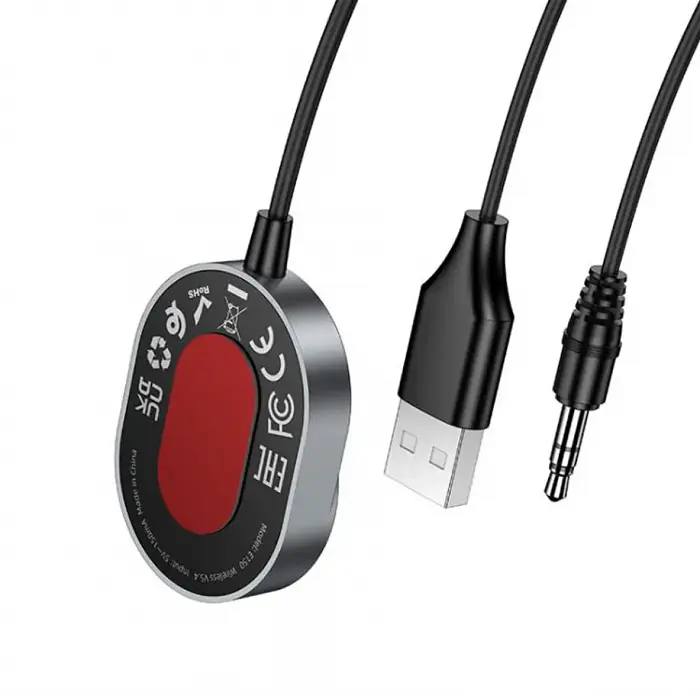 Аудіоресивер HOCO E150 Path car AUX Bluetooth receiver з кабелем (BT5.4, 1.5m) - фото 3