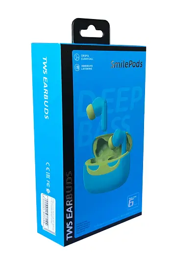 Наушники GRAND беспроводные Earbuds SmilePods желто-голубые - фото 2