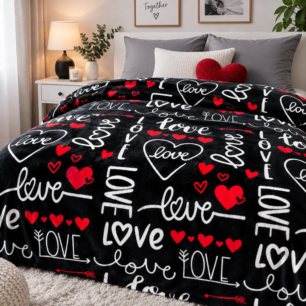 Плед флісовий Love You Love велсофт 150×200 см чорно-червоний (ly9135) - фото 6