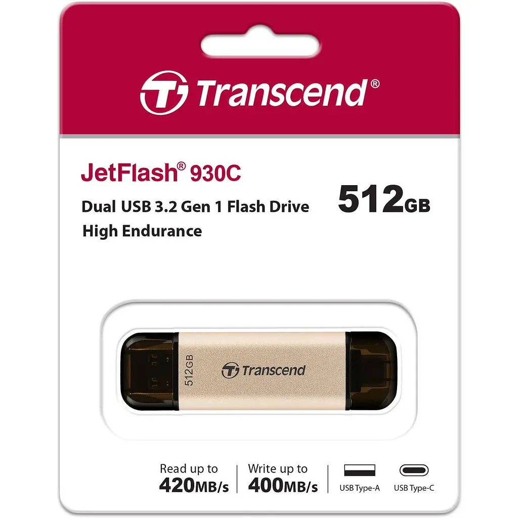 USB флеш накопичувач Transcend 512GB JetFlash 930C Gold-Black USB 3.2/Type-C (TS512GJF930C) - фото 7