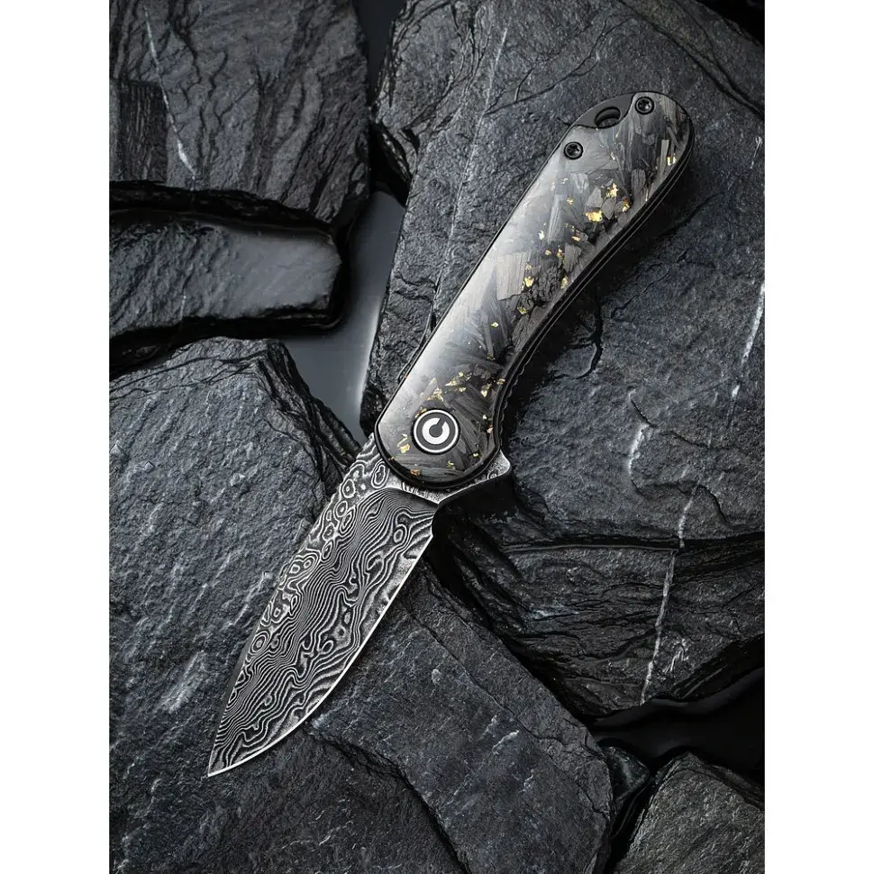 Ніж складаний кишеньковий Civivi Elementum, (7.5 см) Damascus / Carbon Fiber сірий - фото 8