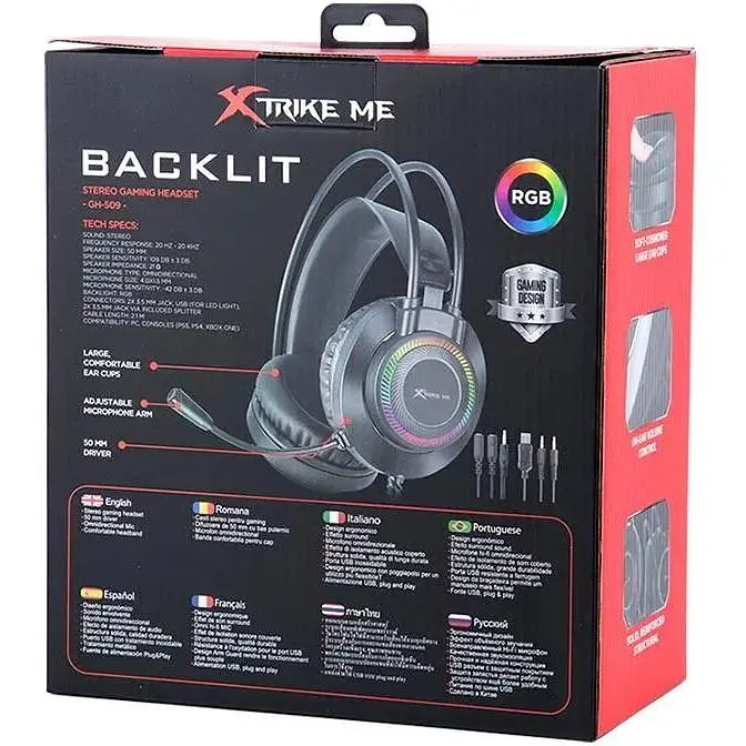 Наушники Xtrike Me Gaming RGB Backlight GH-509 черные - фото 2